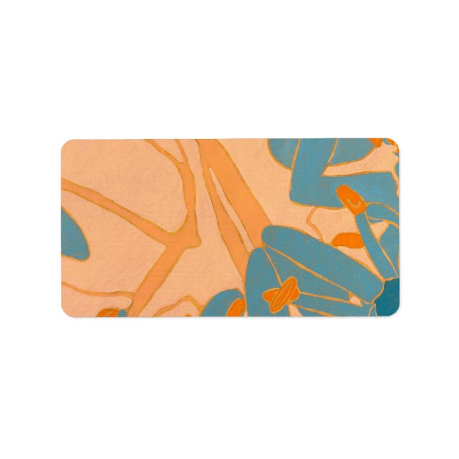 Étiquette Contemporary Leaf Design in Peach  (Devant)