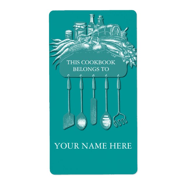 Étiquette Cookbook Collection Bookplate ..teal (Devant)