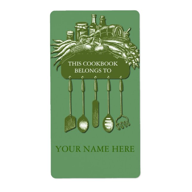 Étiquette Cookbook Collection Plaque ..vert (Devant)