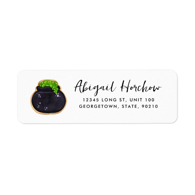 Étiquette Cookie Halloween Witch Cauldron Personnalisable (Devant)