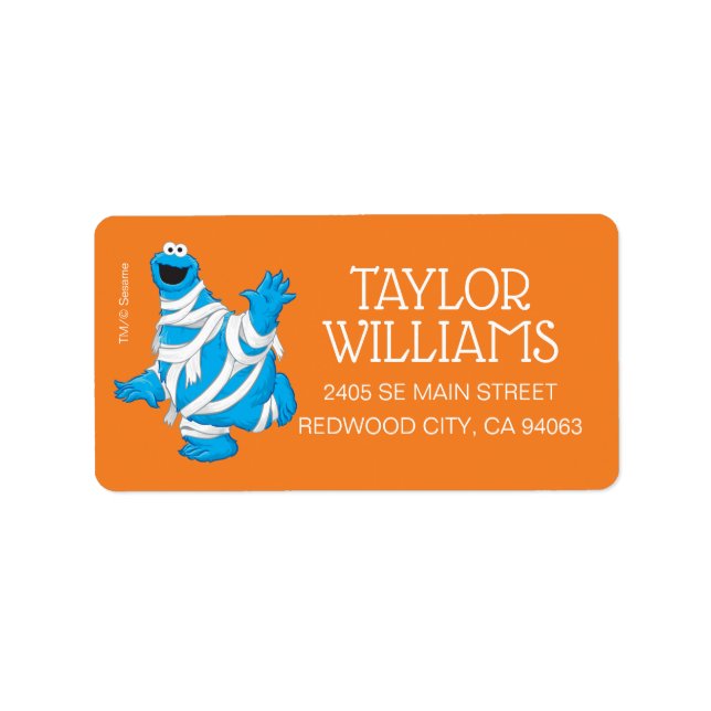 Étiquette Cookie Monster | Mummy d'Halloween (Devant)