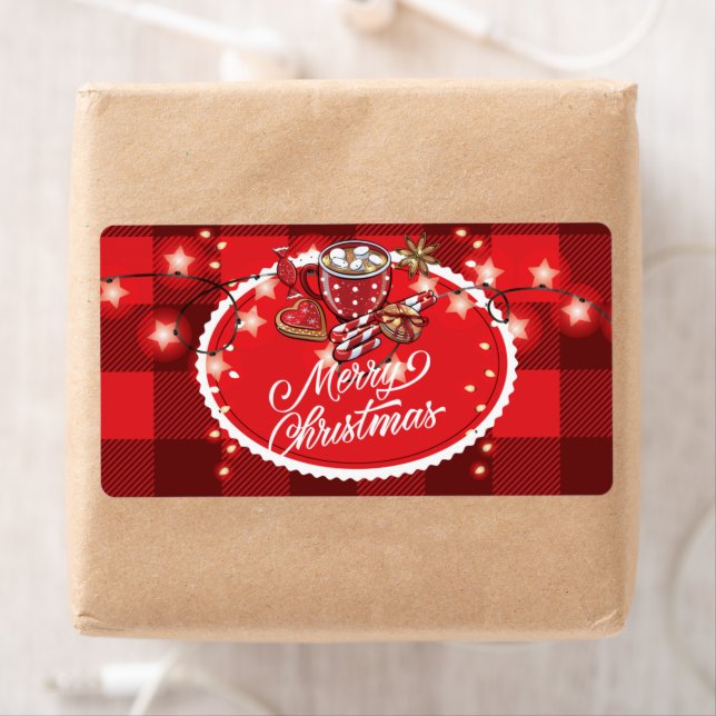 Étiquette Cookies et cacao Joyer Noël (En situation)