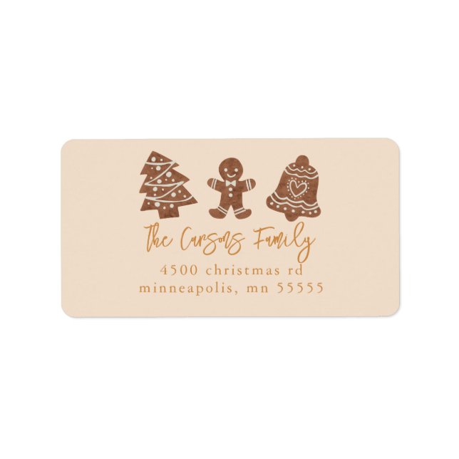 Étiquette Cookies vacances Adresse de retour Label Jaune (Devant)