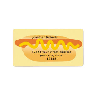 Étiquette Cool Funny Hot Dog Yellow Adresse de retour Label