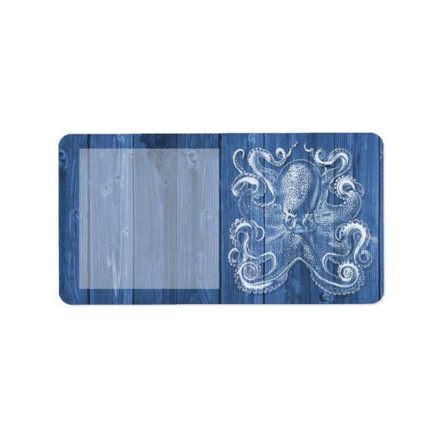 Étiquette cool impressionnant effet antique pieuvre blanche (Devant)