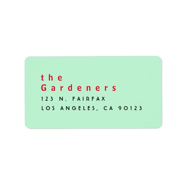 Étiquette Cool minimaliste vert rouge noir (Devant)