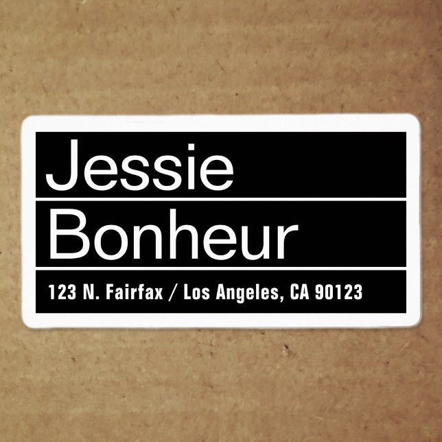 Étiquette Cool Modern Black & White Adresse de retour (Créateur téléchargé)