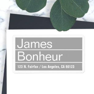 Étiquette Cool Modern Grey Adresse de retour