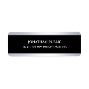 Étiquette Cool moderne Black Silver Modèle Adresse de retour