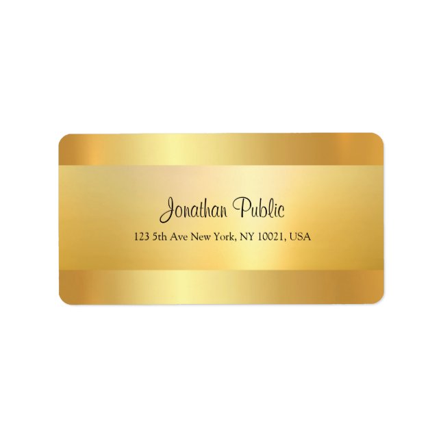 Étiquette Cool moderne Faux Gold Script Modèle Top Adresse (Devant)