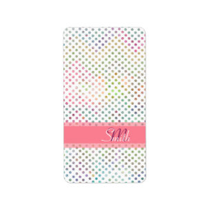 Étiquette Cool monogramme aquarelles pois motif