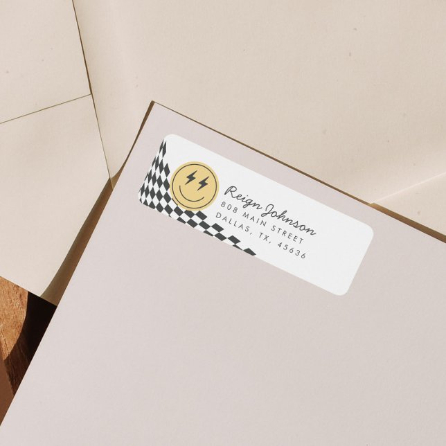 Étiquette Cool One Boy's À damiers Retro Adresse de retour (Créateur téléchargé)