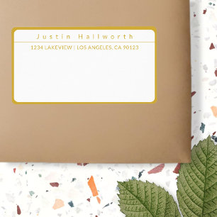 Étiquette Cool Simple Minimalist Gold & White