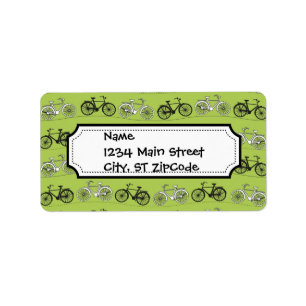 Étiquette Copie verte vintage de motif de bicyclettes