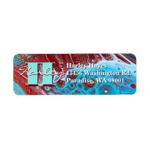 Étiquette Copper and Teal Acrylic Flow