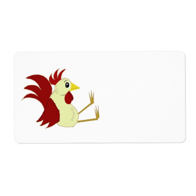 Étiquette Coq de dessin animé drôle (Devant)