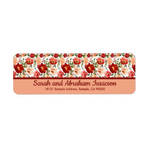 Étiquette Coquelicots Roses Florales Roses Fleurs Adresse de