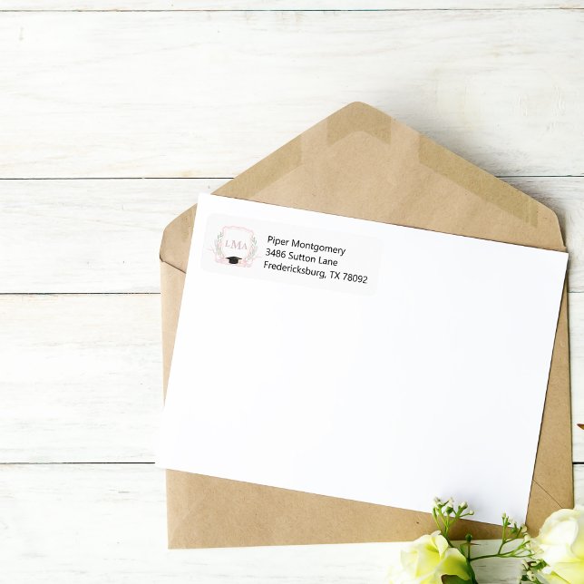 Étiquette Coquette crête rose Monographie Graduation (Créateur téléchargé)