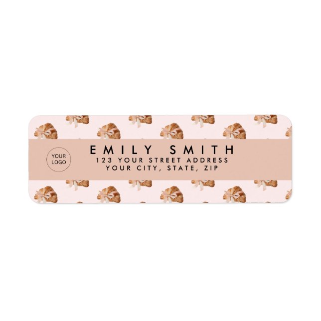 Étiquette Coquette personnalisée Croissant rose Ribbon (Devant)