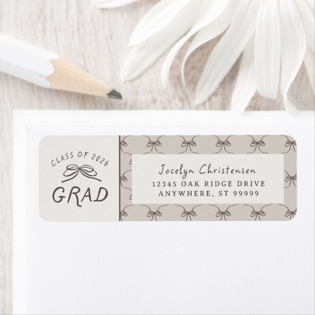Étiquette Coquette Whimsical Bows Class of 2026 Graduation (En situation)