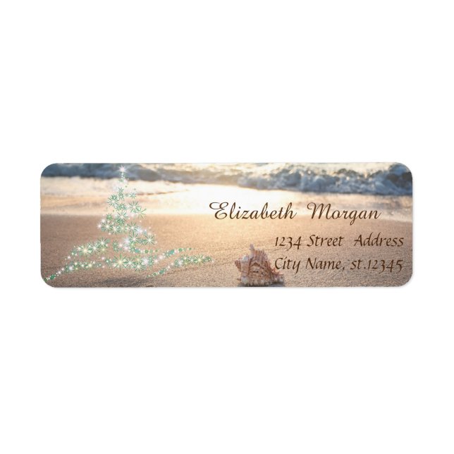 Étiquette Coquillage Tropical, Noël Arbre Vacances (Devant)