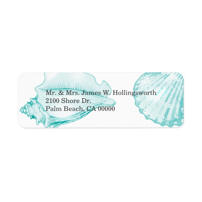 Étiquette Coquillages Aqua Design (Devant)