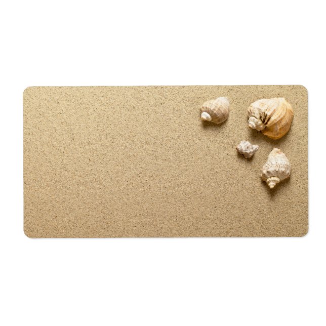 Étiquette Coquillages Sur La Plage De Sable (Devant)