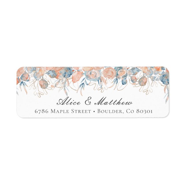 Étiquette corail bleu côtier Foliing Adresse de retour (Devant)