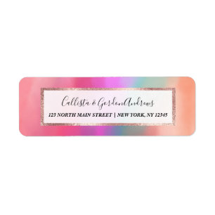 Étiquette Corail rose Fille Turquoise Art nuageux Abstrait
