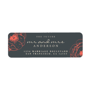 Étiquette Coral Floral Future M. Mme Mariage Retour Adresse