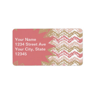 Étiquette Coral Spice Scribble ZigZag Chevron Motif