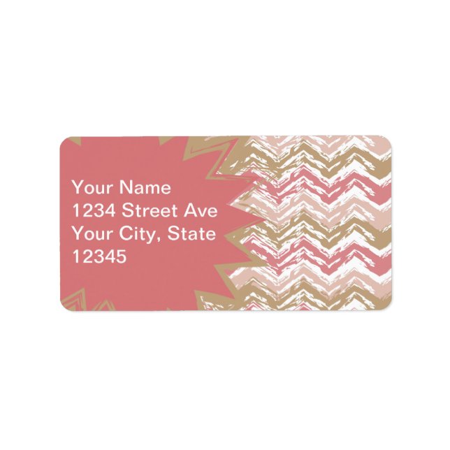 Étiquette Coral Spice Scribble ZigZag Chevron Motif (Devant)