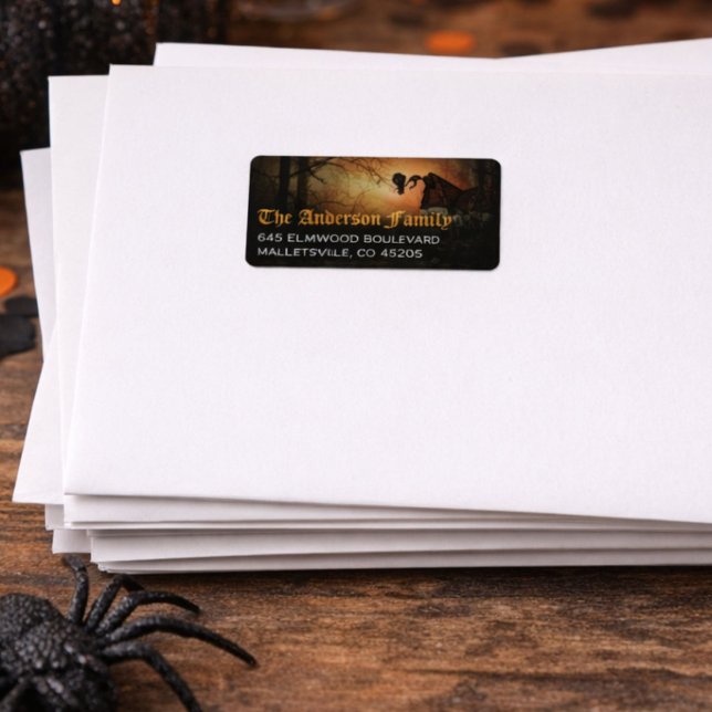 Étiquette Corbeau Noir Effrayant Adresse de Retour Halloween (Créateur téléchargé)