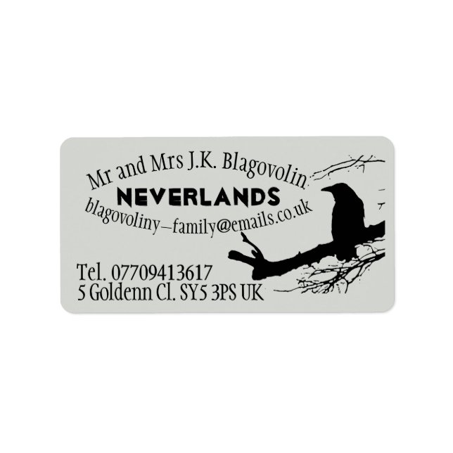 Étiquette Corbeau sur l'arbre (Devant)