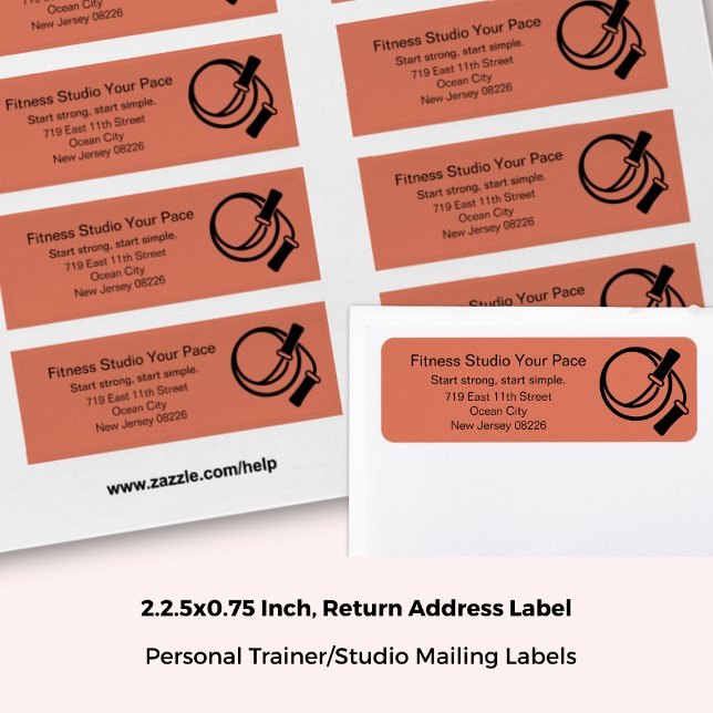 Étiquette Corde à Sauter de Studio de Fitness Orange Adresse (2.25x0.75 Inch, Fitness Studio Skipping Rope Orange Return Address Label)
