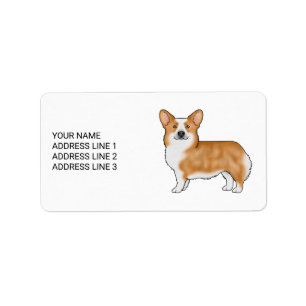 Étiquette Corgi Pembroke Gallois Rouge avec Texte Personnali