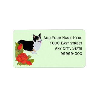 Étiquette Corgi [Pembroke Welsh] sur Red Roses