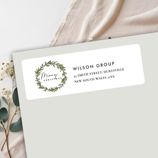 ÉTIQUETTE CORPORATE HOLLY BERRY WREATH NOËL ADRESSE (Créateur téléchargé)