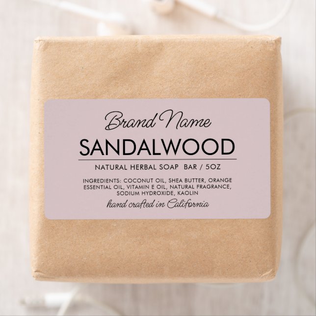 Étiquette cosmétique mauve moderne ingrédients savon étiquet (En situation)