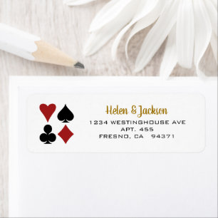 Étiquette Costume de carte Gold Black Red Las Vegas Mariage