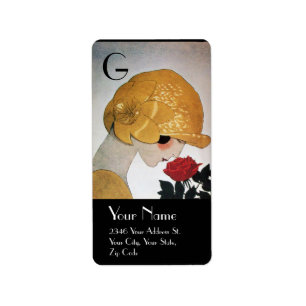 ÉTIQUETTE COSTUMIER DE MODE DE BEAUTÉ DE ROSE ROUGE DE DAME