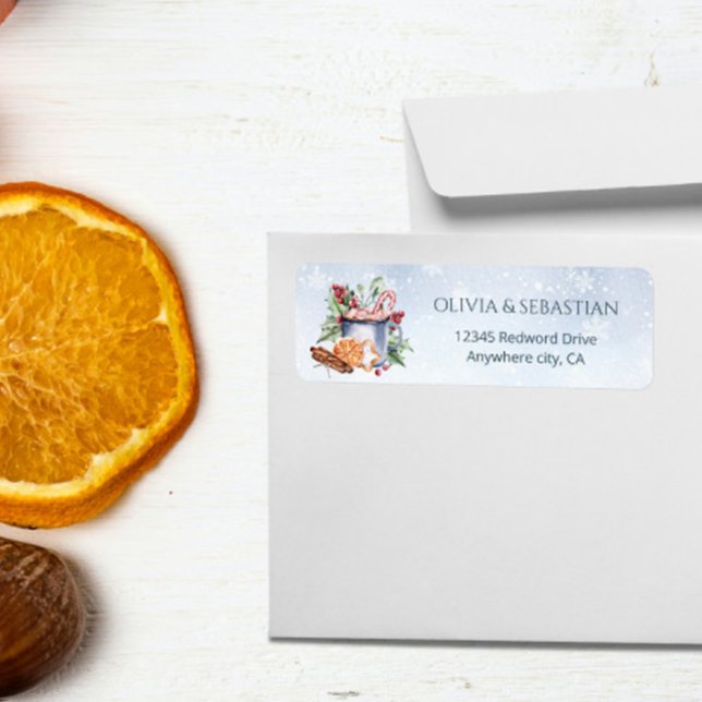 Étiquette Cosy Winter Hot Cocaca Snowly Adresse de retour (Créateur téléchargé)