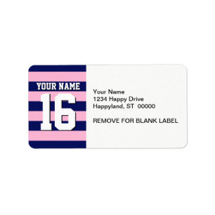 Étiquette Cot Candy Pink Navy Blue Team Jersey Preppy Stripe