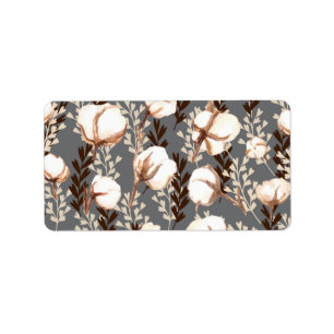 Étiquette Coton Plante Motif gris