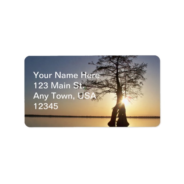 Étiquette Coucher de soleil derrière un arbre (Devant)