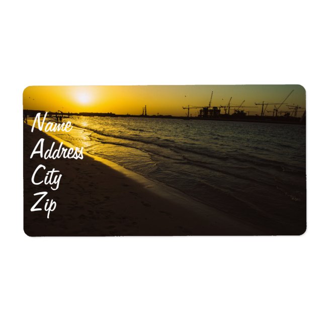 Étiquette coucher de soleil sur la plage de Dubaï (Devant)