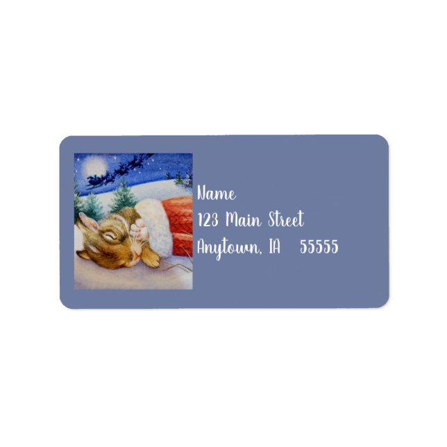 Étiquette Couches de lapin en Père Noël l'aquarelle Mitten (Devant)