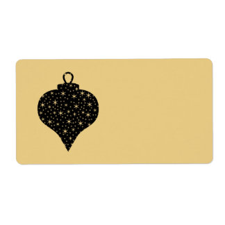 Étiquette Couleur Noir et Or Design Bauble de Noël.