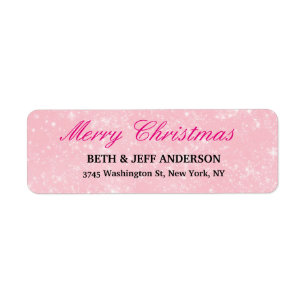 Étiquette Couleur rose Joyeux Message de Noël Feuille de fam