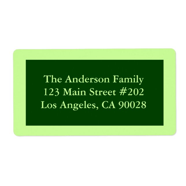 Étiquette couleur verte (Devant)